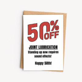 Grappige 50e verjaardagskaart - 50% korting op gew kaart