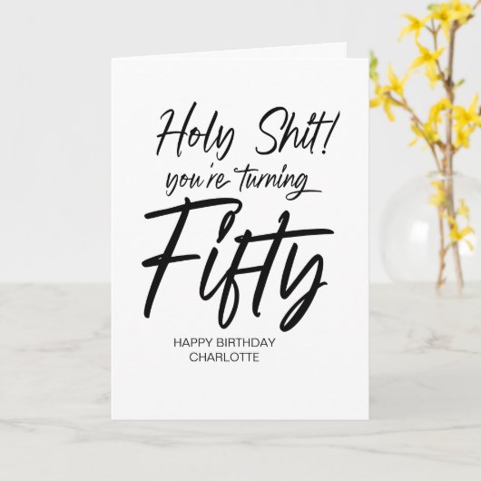 Grappige 50ste Gelukkige Verjaardag Vijftigste voo Kaart (Gele Bloem)