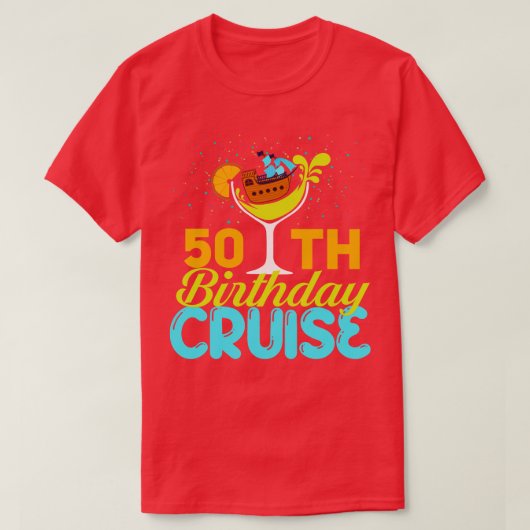 Grappige 50ste verjaardag cruise t-shirt (Design voorkant)