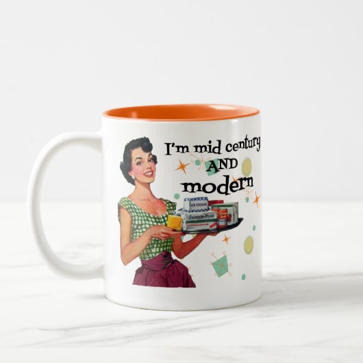 Grappige 50ste verjaardag retro tweekleurige koffiemok (Links)