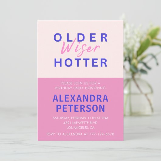 Grappige 51e verjaardag uitnodigingen Oudere Wiser (Staand voorkant)