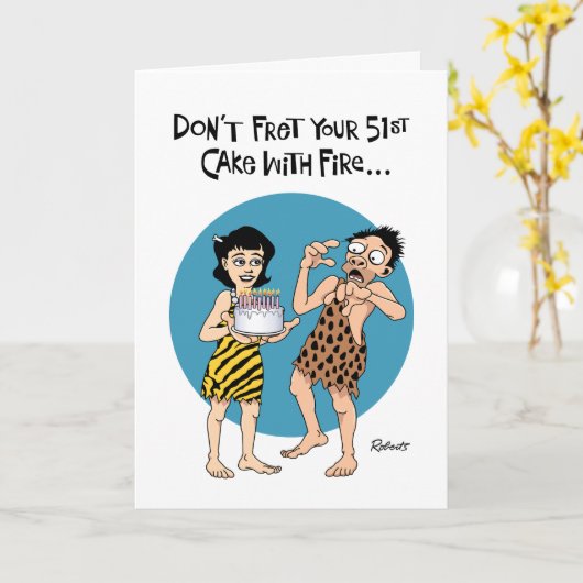 Grappige 51ste verjaardag kaart (Gele Bloem)