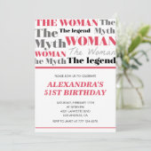 Grappige 51ste verjaardag uitnodigingen haar Myth  (Staand voorkant)