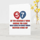 Grappige 57 éénjarigenverjaardag kaart (Gele Bloem)