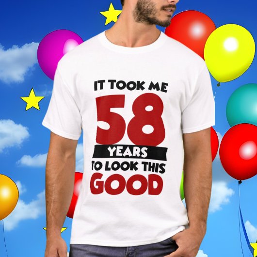 grappige 58e verjaardag woordkunst ziet er goed ui t-shirt