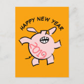 Grappige 5 Cartoon Illustratie Varken Jaar 2019 Po Uitnodiging Briefkaart (Voorkant)
