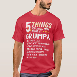 Grappige 5 Dingen Opa Grumpa Gek Cadeau Idee famil T-shirt
