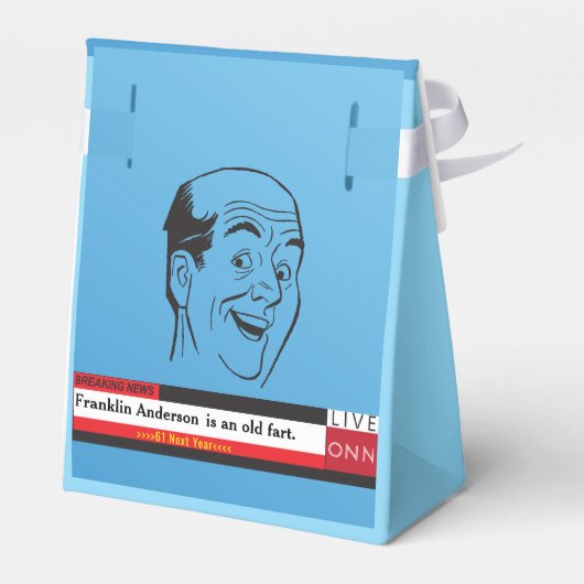 Grappige 60e verjaardag 🎉 Fake TV Nieuws Bedankdoosjes (Achterkant)