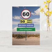 Grappige 60e verjaardag Humor verkeersborden Voeg  Kaart (Gele Bloem)