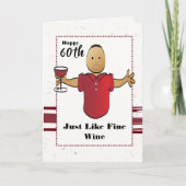 Grappige 60e verjaardag Mannelijke Cartoon Rode Wi Kaart (Voorkant)