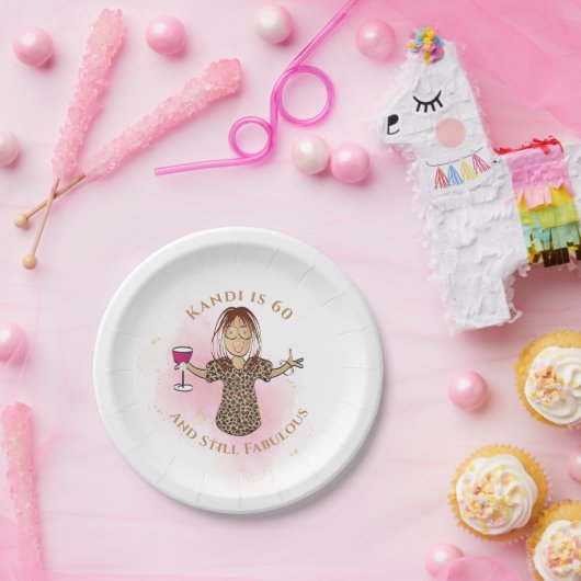 Grappige 60e verjaardag roze etnische 60 en Fabulo Papieren Bordje (Feest)