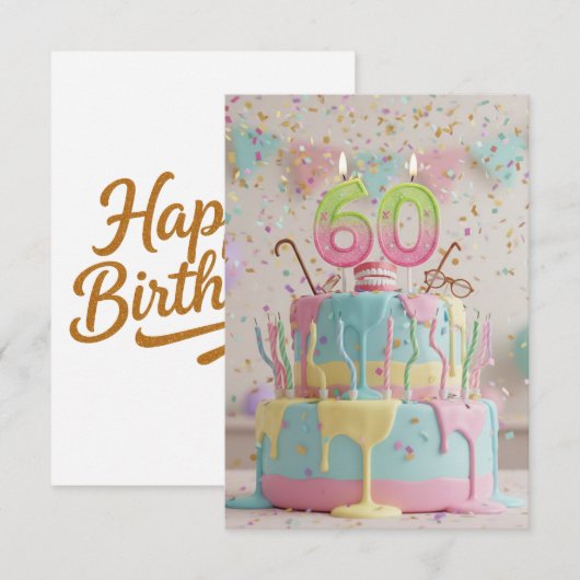 Grappige 60e verjaardagstaart met kaarsjes (Voorkant / Achterkant)