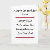 Grappige 60e Verjaardagsvers Verjaardags Kaart (Gele Bloem)