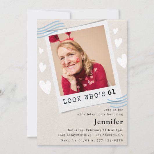 Grappige 61e verjaardag uitnodigingen Foto voor ha (Voorkant)