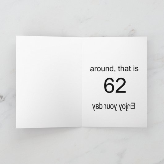 Grappige 62e verjaardag wens kaart (Binnen)