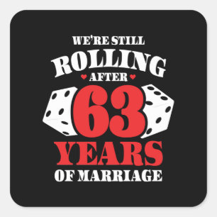 Grappige 63e verjaardag koppels die 63 jaar getrou vierkante sticker