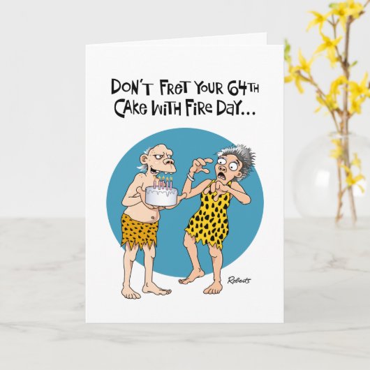 Grappige 64ste verjaardag Kaart (Gele Bloem)