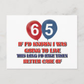 Grappige 65 jarige verjaardag briefkaart (Voorkant)
