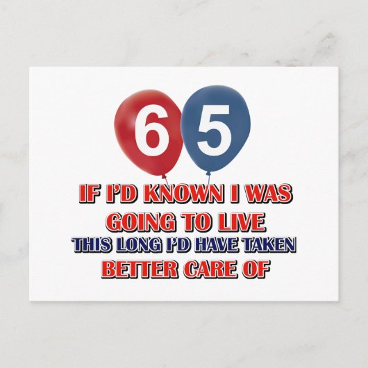 Grappige 65 jarige verjaardag briefkaart (Voorkant)