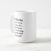 Grappige “65 Rocks” Verjaardag Koffiemok (Voorkant links)