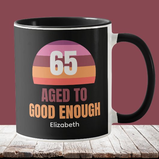 Grappige 65e verjaardag mok vintage zonsondergang 