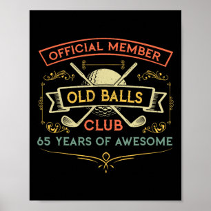 Grappige 65e verjaardag Oude Club 65 Jaar Oude Gol Poster