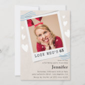 Grappige 65e verjaardag uitnodigingen Foto Kijk wi (Voorkant)