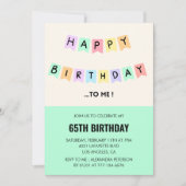 Grappige 65e verjaardag uitnodigingen Happy Birthd (Voorkant)