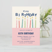 Grappige 65e verjaardag uitnodigingen Verjaardagsk (Staand voorkant)