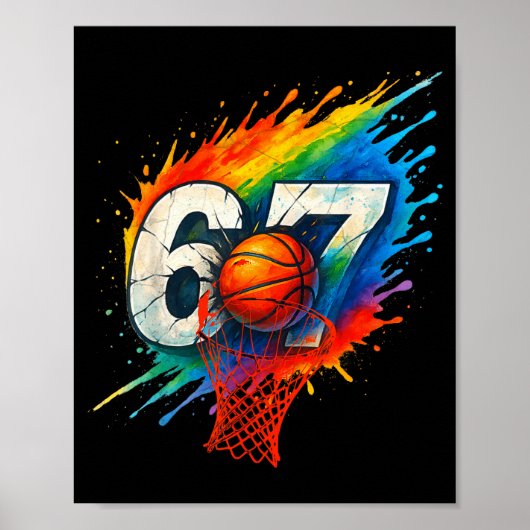 Grappige 67 Basketbal Zes Zeven 6 7 Meme 67 Poster (Voorkant)