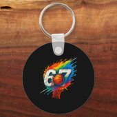 Grappige 67 Basketbal Zes Zeven 6 7 Meme 67 Sleutelhanger (Voorkant)