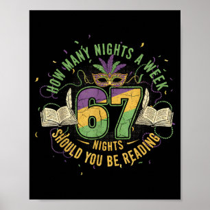 Grappige 67 Boekliefhebber Meme Hoeveel Nachten Pe Poster