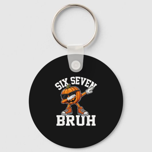 Grappige 67 Bruh Halloween Zes Zeven Meme Brainrot Sleutelhanger (Voorkant)