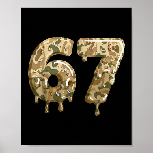 Grappige 67 Camo Drip Meme Zes Zeven Alpha Slang Poster (Voorkant)