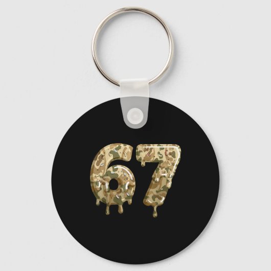 Grappige 67 Camo Drip Meme Zes Zeven Alpha Slang  Sleutelhanger (Voorkant)