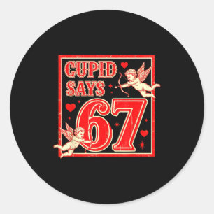 Grappige 67 Cud Zegt 67 Valentijnsdag Koppel Overe Ronde Sticker