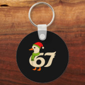 Grappige 67 Gans Kerst 6 7 Meme Eend Kerstman Hoed Sleutelhanger (Voorkant)
