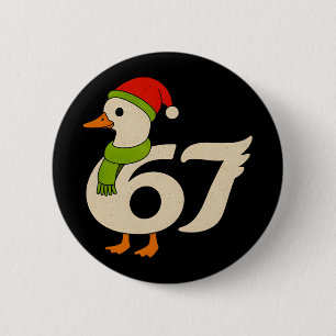Grappige 67 Gans Kerstmis 6 7 Meme Eend Kerstman H Ronde Button 5,7 Cm