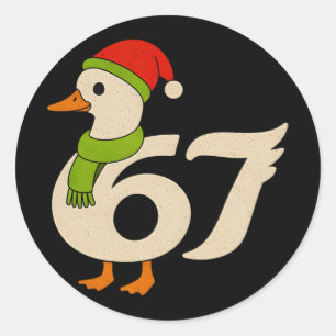 Grappige 67 Gans Kerstmis 6 7 Meme Eend Kerstman H Ronde Sticker
