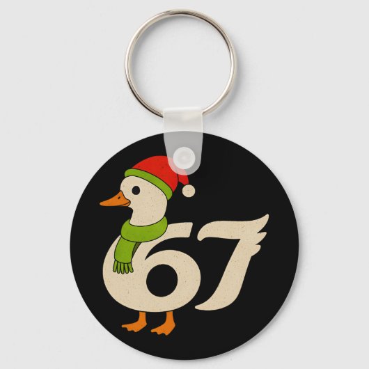 Grappige 67 Gans Kerstmis 6 7 Meme Eend Kerstman H Sleutelhanger (Voorkant)