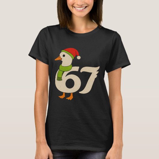Grappige 67 Gans Kerstmis 6 7 Meme Eend Kerstman H T-shirt (Voorkant)