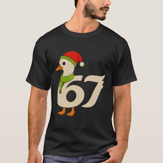 Grappige 67 Gans Kerstmis 6 7 Meme Eend Kerstman H T-shirt (Voorkant)