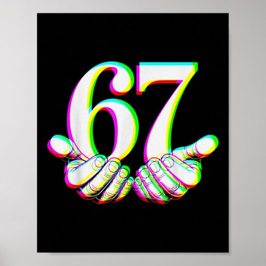 Grappige 67 Hand Zes Zeven Meme Gen Alpha Slang On Poster (Voorkant)