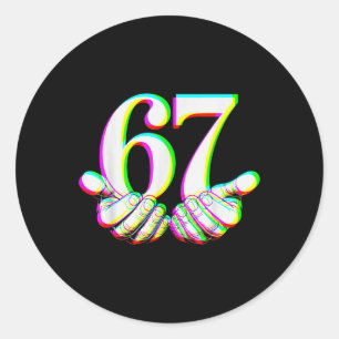 Grappige 67 Hand Zes Zeven Meme Gen Alpha Slang On Ronde Sticker