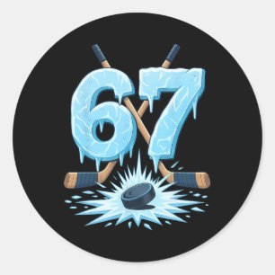 Grappige 67 Hockey Zes Zeven Ijs Drip Liefhebber M Ronde Sticker