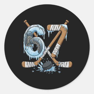 Grappige 67 IJshockey Drip Nummer 67 IJshockey _1 Ronde Sticker