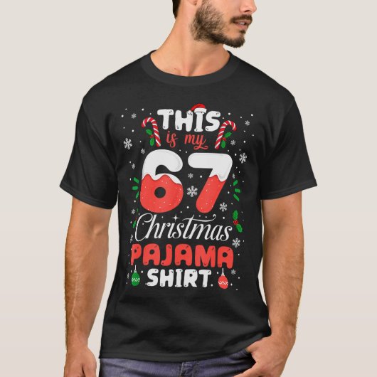 Grappige 67 kerst pyjama shirt zes zeven meme Br (Voorkant)