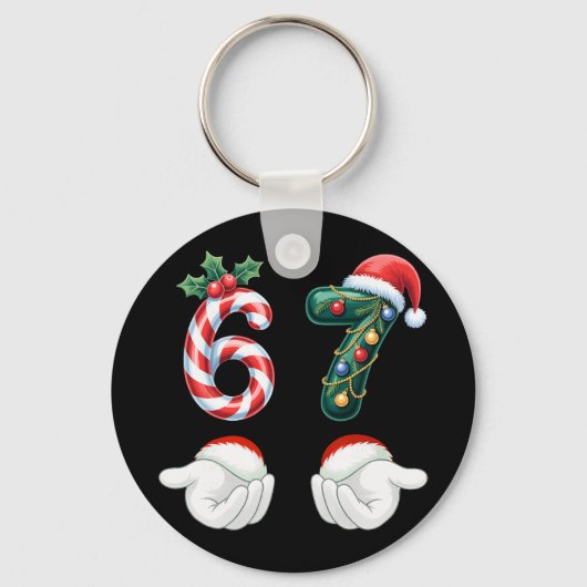 Grappige 67 kerst pyjama's zes zeven meme 6 7 elf sleutelhanger (Voorkant)