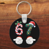Grappige 67 kerst pyjama's zes zeven meme 6 7 elf sleutelhanger (Voorkant)