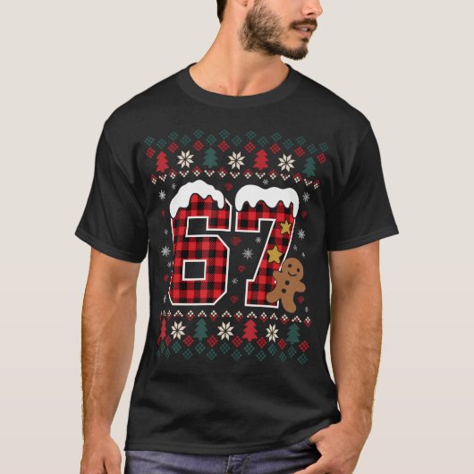 Grappige 67 kerst T-shirt Six Seven Meme Brainro (Voorkant)